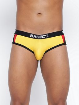 BASIICS by La Intimo - Men Yellow Cotton Modern Pattern Brief