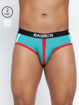 BASIICS by La Intimo - Men Multi Color Cotton Retro Style Brief (Pack of 2)