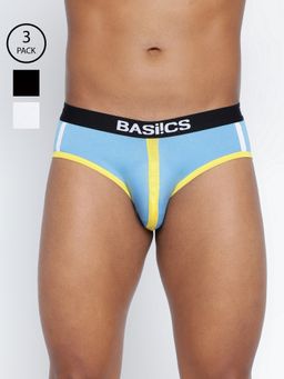 BASIICS by La Intimo - Men Multi Color Cotton Retro Style Brief (Pack of 3)