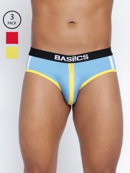 BASIICS by La Intimo - Men Multi Color Cotton Retro Style Brief (Pack of 3)