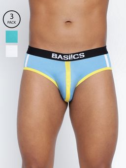 BASIICS by La Intimo - Men Multi Color Cotton Retro Style Brief (Pack of 3)