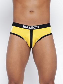 BASIICS by La Intimo - Men Yellow Cotton Retro Style Brief