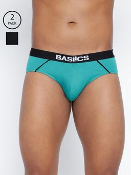 BASIICS by La Intimo - Men Multi Color Cotton Power Brief (Pack of 2)