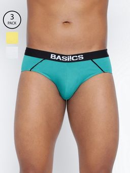 BASIICS by La Intimo - Men Multi Color Cotton Power Brief (Pack of 3)