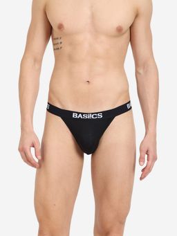 BASIICS by La Intimo - Men Black Cotton Prime Thong Brief