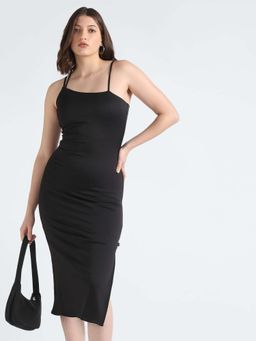 Tommy Hilfiger - Polyester Asymmetric Neck Bodycon Dress