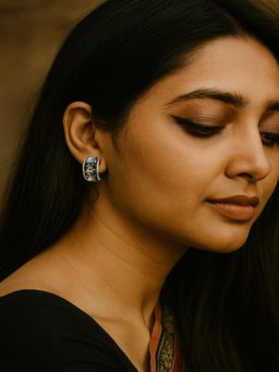 JEWELZ - Black Alloy Silver Plated Pair Of Earring