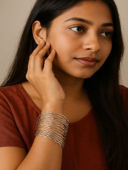 JEWELZ - Silver Alloy Silver Plated Bangles (Pack of 12)