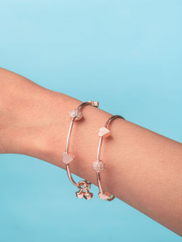 JEWELZ - Rose Gold Alloy Rose Gold Plated Bracelet (Pack of 2)