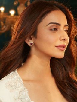 Accessher - Red Brass Gold Plated Pair Of Earrings (Pack of 2)