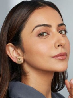 Accessher - White Brass Gold Plated Pair Of Earrings