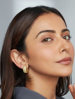 Accessher - White Brass Gold Plated Pair Of Earrings (Pack of 2)