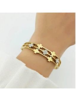 Dkane Designs - White Stainless Steel Gold Plated Bracelet