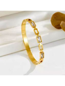Dkane Designs - White Stainless Steel Gold Plated Bracelet