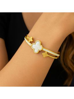 Dkane Designs - White Stainless Steel Gold Plated Bracelet