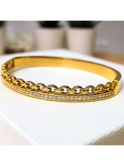 Dkane Designs - White Stainless Steel Gold Plated Bracelet