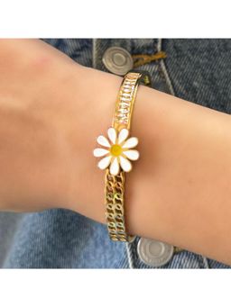 Dkane Designs - White Stainless Steel Gold Plated Bracelet