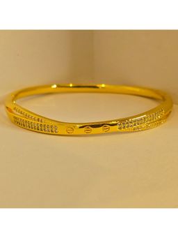 Dkane Designs - White Stainless Steel Gold Plated Bracelet