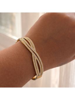 Dkane Designs - White Stainless Steel Gold Plated Bracelet