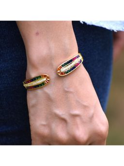 Dkane Designs - Multi-Color Stainless Steel Gold Plated Cuff