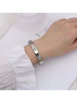 Dkane Designs - White Stainless Steel Silver Plated Bracelet