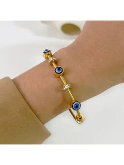 Dkane Designs - Blue Stainless Steel Gold Plated Bracelet