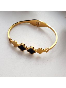 Dkane Designs - Black Stainless Steel Gold Plated Cuff