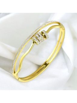 Dkane Designs - White Stainless Steel Gold Plated Bracelet