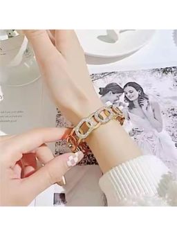 Dkane Designs - White Stainless Steel Gold Plated Bracelet