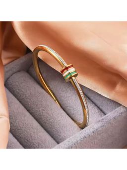 Dkane Designs - White Stainless Steel Gold Plated Bracelet