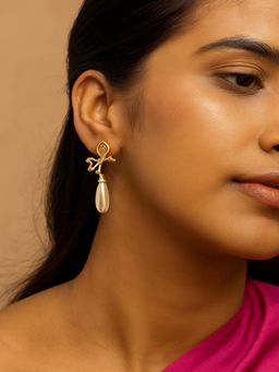 JEWELZ - White Alloy Gold Plated Pair Of Earring