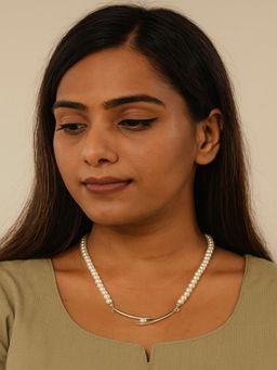 JEWELZ - White Alloy Silver Plated Necklace