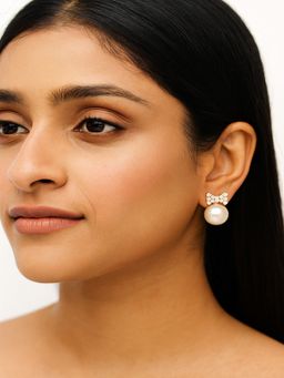 JEWELZ - White Alloy Gold Plated Pair Of Earring