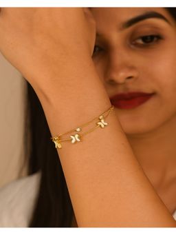 JEWELZ - White Stainless Steel Gold Plated Bracelet