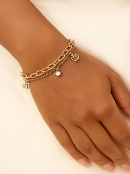JEWELZ - White Stainless Steel Gold Plated Bracelet