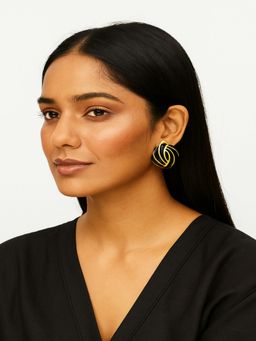 JEWELZ - Black Stainless Steel Gold Plated Pair Of Earring