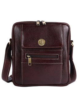 HiLEDER - Pure Leather Messenger 9" Sling Cross Body Travel Bag Men Women Brown
