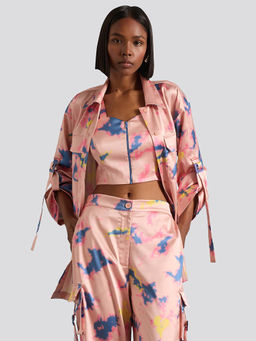 Muvazo - Psychedelic Splash Shirt- Peach