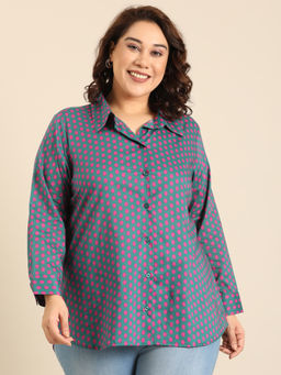 THE PINK MOON - Cotton Grey Polka Dot Shirt