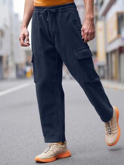 Bewakoof - Men's Blue Tapered Fit Japanese Cargo Carpenter Pants