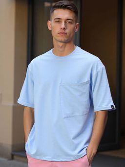 Bewakoof - Men's Blue Super Loose Fit T-shirt