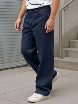 Bewakoof - Men's Blue Super Baggy Fit Mid-Rise Jeans