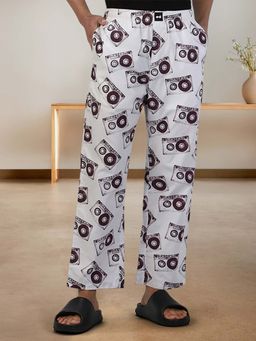 Bewakoof - Men's White All Over Printed Pyjamas