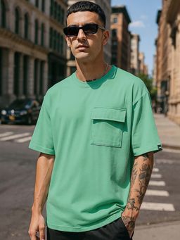 Bewakoof - Heavy Duty 1.0 Men's Granite Green Oversized T-shirt