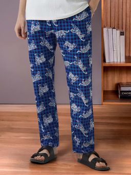 Bewakoof - Mens Blue All Over Printed Pyjama
