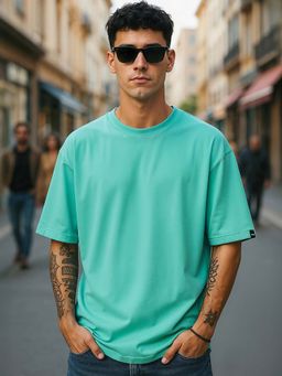 Bewakoof - Heavy Duty 1.0 Men's Green Oversized T-shirt