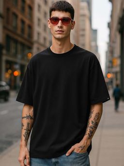 Bewakoof - Air 1.0 Men's Black Oversized T-shirt