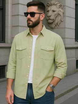 Bewakoof - Men's Light Sage Green Oversized Cargo Shirt