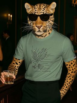 Bewakoof - Party Animal by Bewakoof Men's Olive Green Eagle Graphic Printed T-shirt