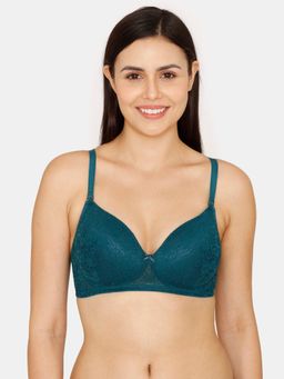 Zivame - Rosaline Padded Non Wired 3-4th Coverage Lace Bra - Deep Teal